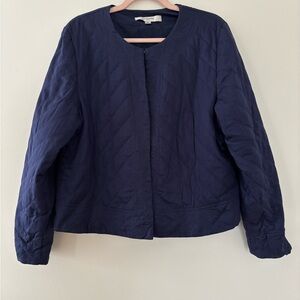 Vintage Liz Claiborne New York Navy Quilted Jacket 100% Cotton Large